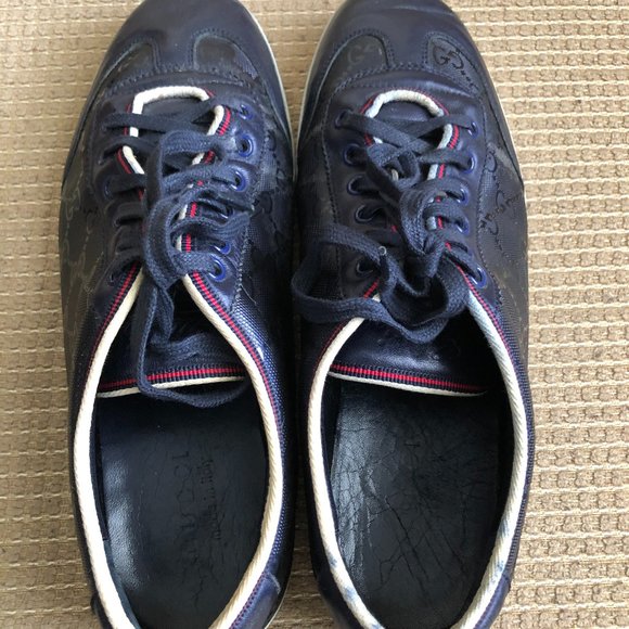 Gucci Men Blue Monogram Sneakers
